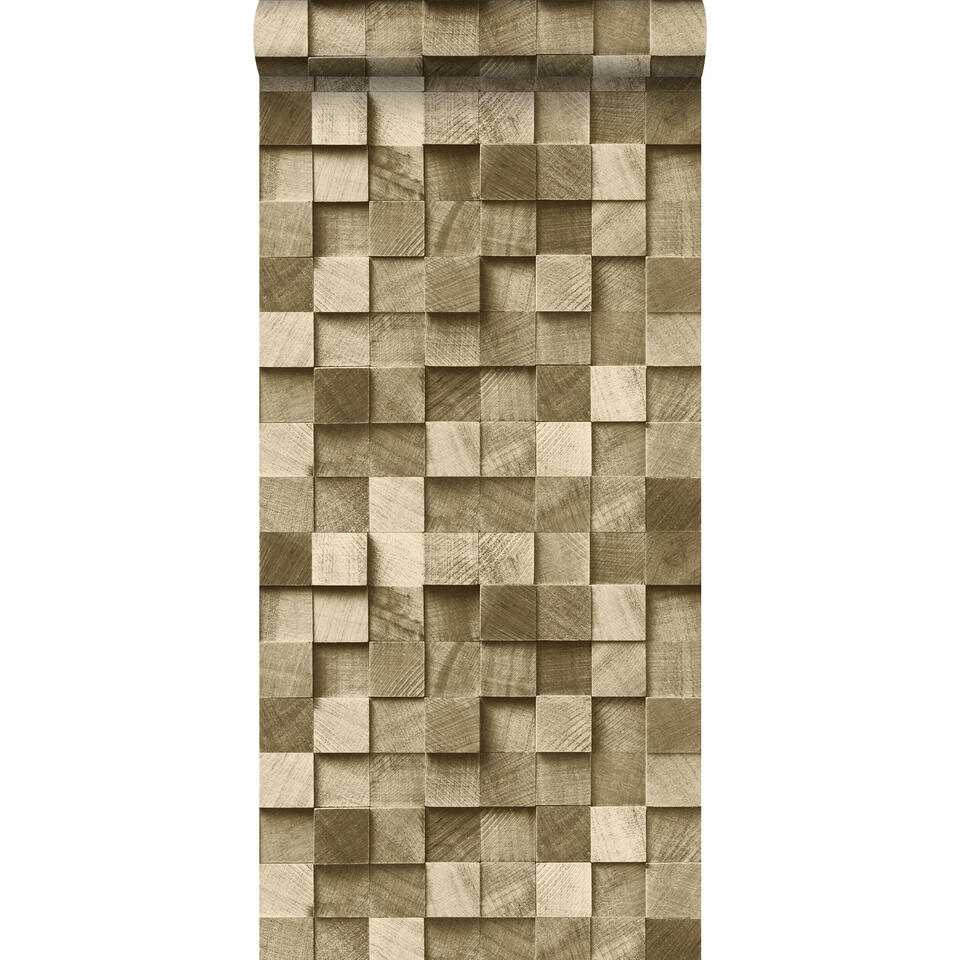 ESTAhome behang - stukjes hout - donker beige - 53 cm x 10,05 m product