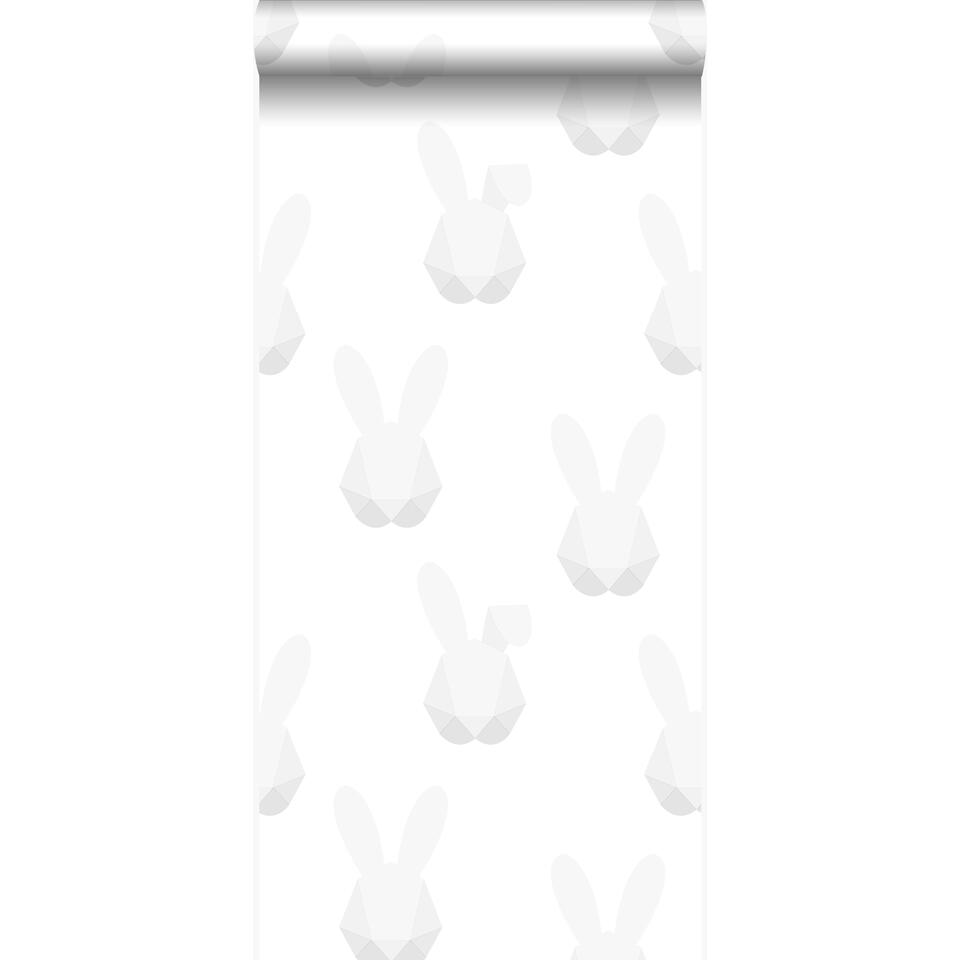 Origin behang - origami konijnen - licht warm grijs - 53 cm x 10,05 m product