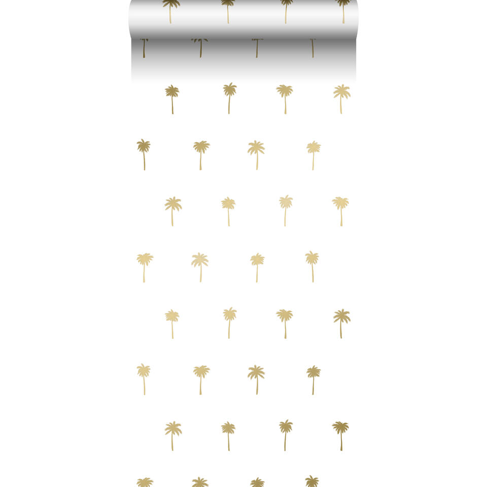 ESTAhome behang - palmbomen - wit en goud - 0.53 x 10.05 m product