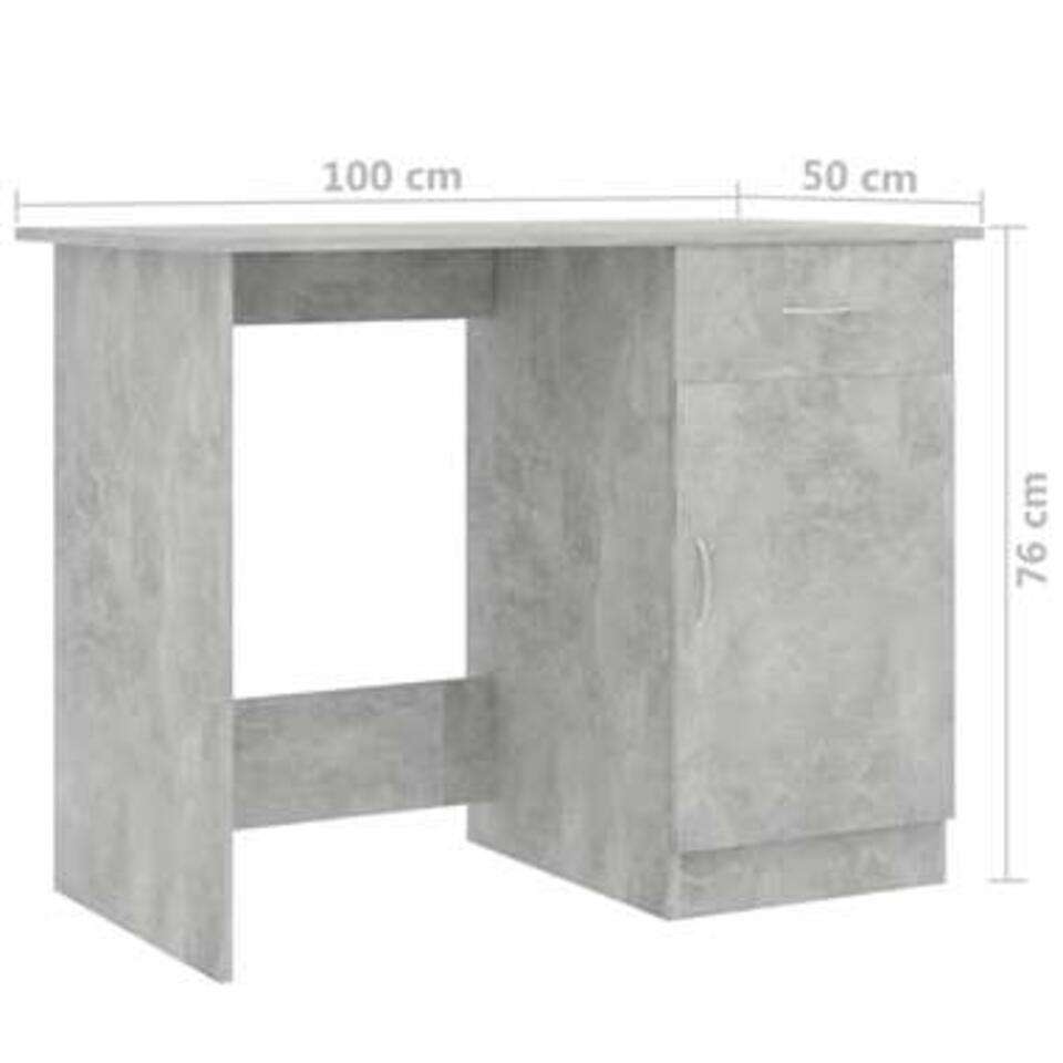 VIDAXL Bureau 100x50x76 cm spaanplaat betongrijs