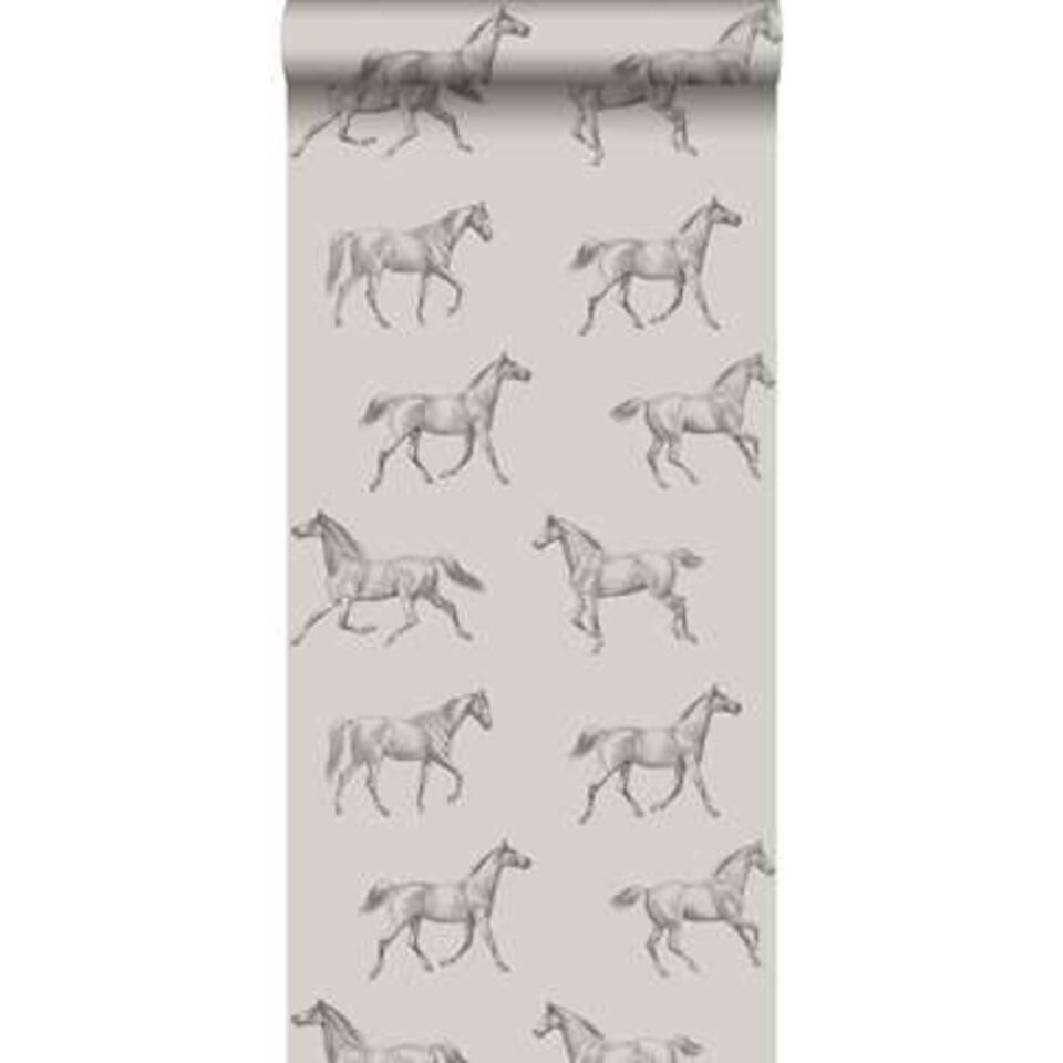ESTAhome behang - getekende paarden - donker beige - 53 cm x 10.05 m product