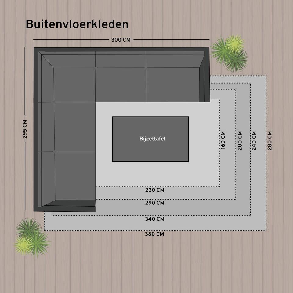 Eva Interior Buitenkleed - Leaf - Zwart - 160x230 cm