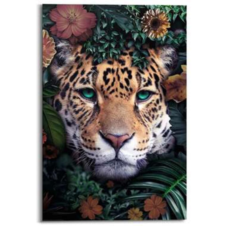 Schilderij Jungle luipaard 90x60 cm Bont Hout | Bakker