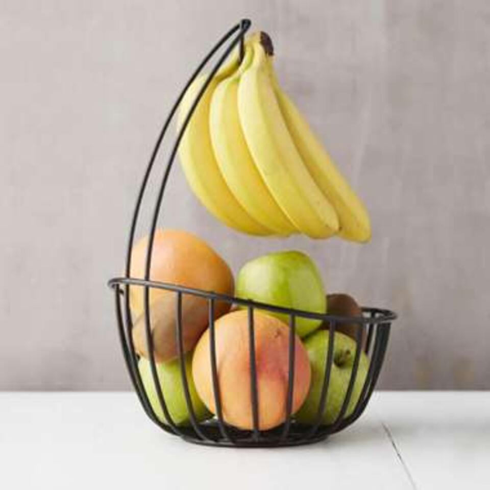 Gewoon doen Uitstekend het spoor Point-Virguele fruitmand met bananenhouder Ø 23,5 x H 32,5 cm - Zwart | Leen  Bakker