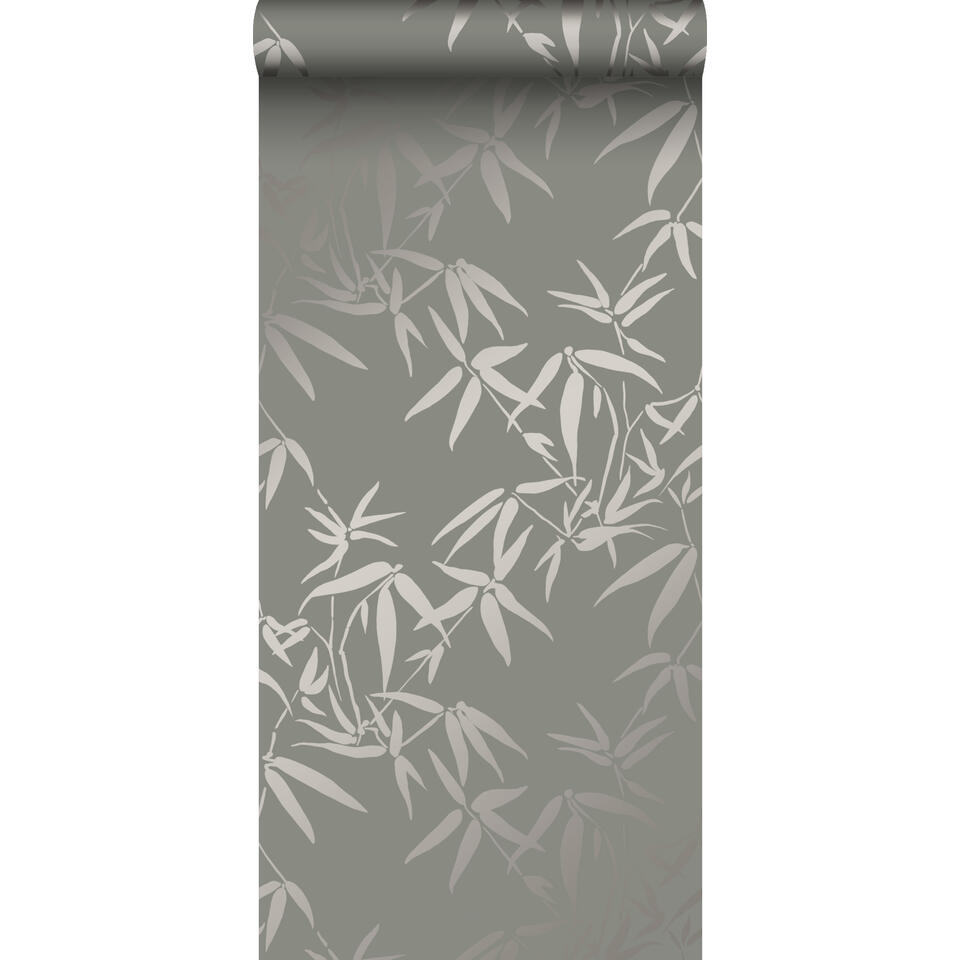 Origin behang - bamboe bladeren - warm grijs - 0.53 x 10.05 m product