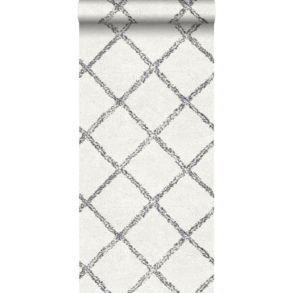 ESTAhome behang - oosters berber tapijt - zwart, wit - 53 cm x 10,05 m product