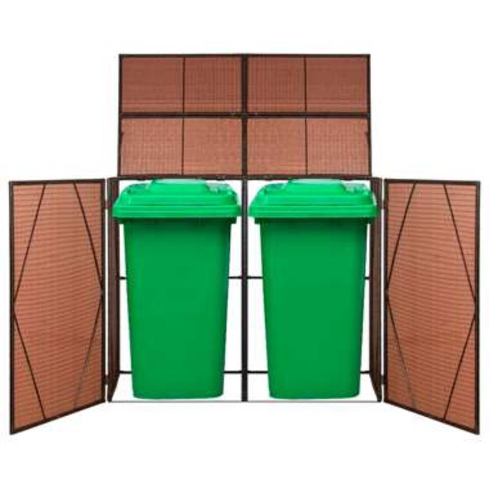 vidaXL Containerberging dubbel - 153x78x120 cm - poly rattan - bruin