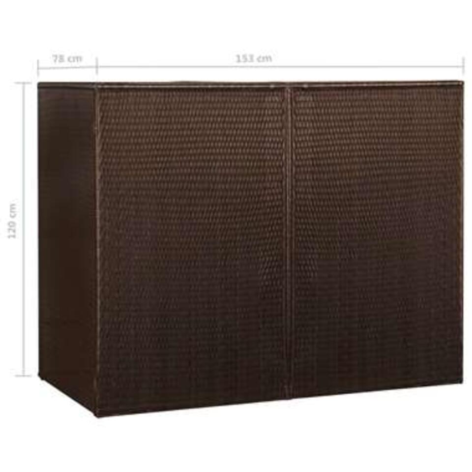 vidaXL Containerberging dubbel - 153x78x120 cm - poly rattan - bruin