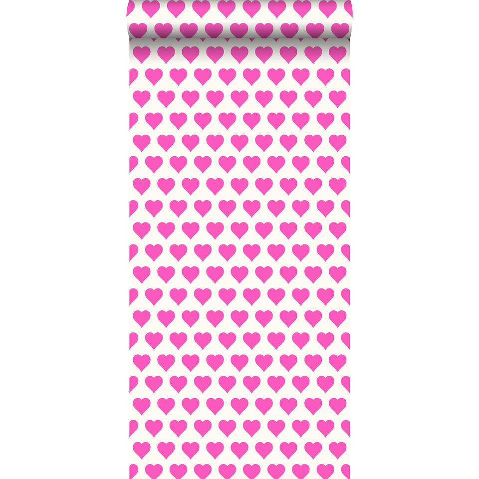 ESTAhome behang - harten - roze en wit - 53 cm x 10,05 m product