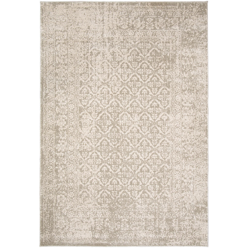 Leen Bakker - Vloerkleed Urdani - Crème/taupe - 200x290 Cm - Polypropyleen - Crème#Taupe