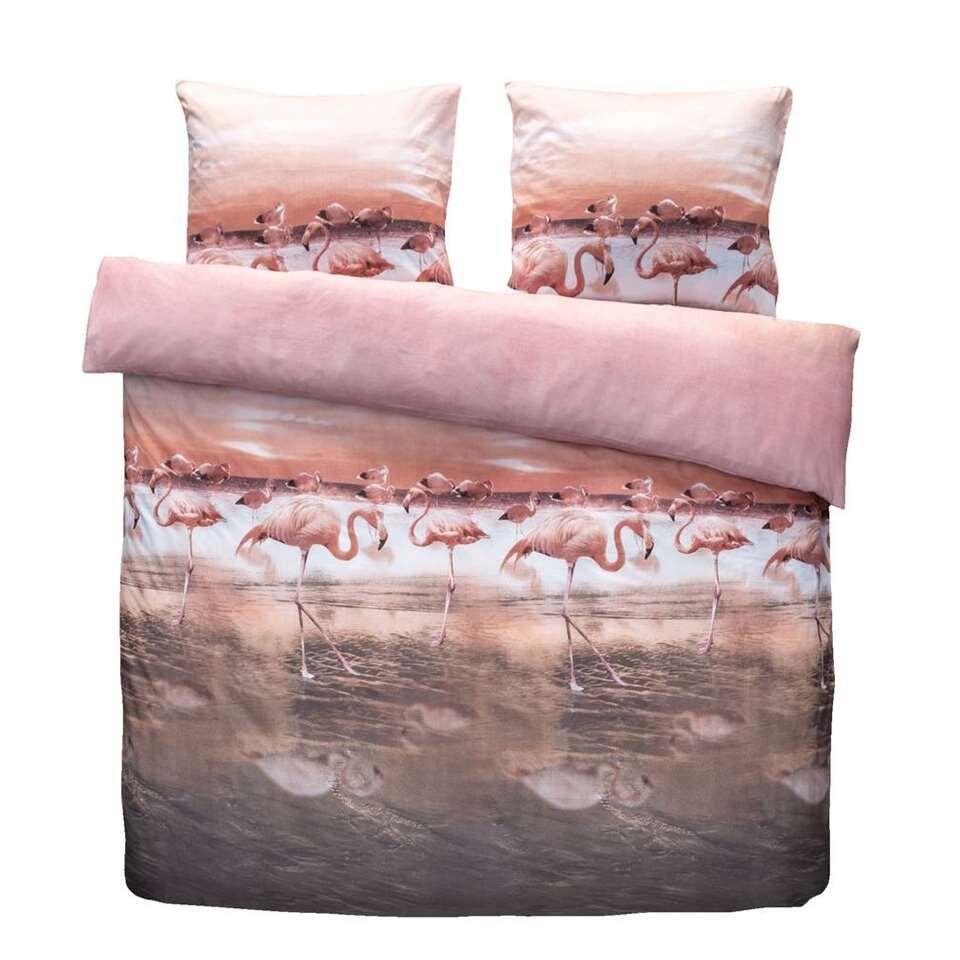 handboeien in het geheim Booth Comfort dekbedovertrek Flamingo - roze - 240x200 cm | Leen Bakker