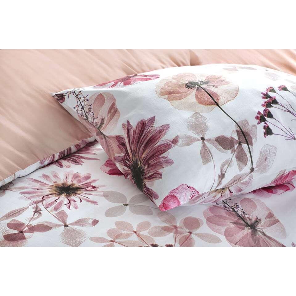 Royal dekbedovertrek Linde bloemen - wit/roze - 140x200/220 cm