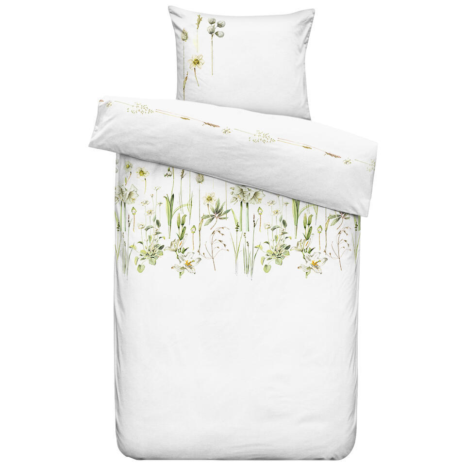 Leen Bakker - Dekbedovertrek Amaryllis - 140x200/220 Cm - Katoen - Wit