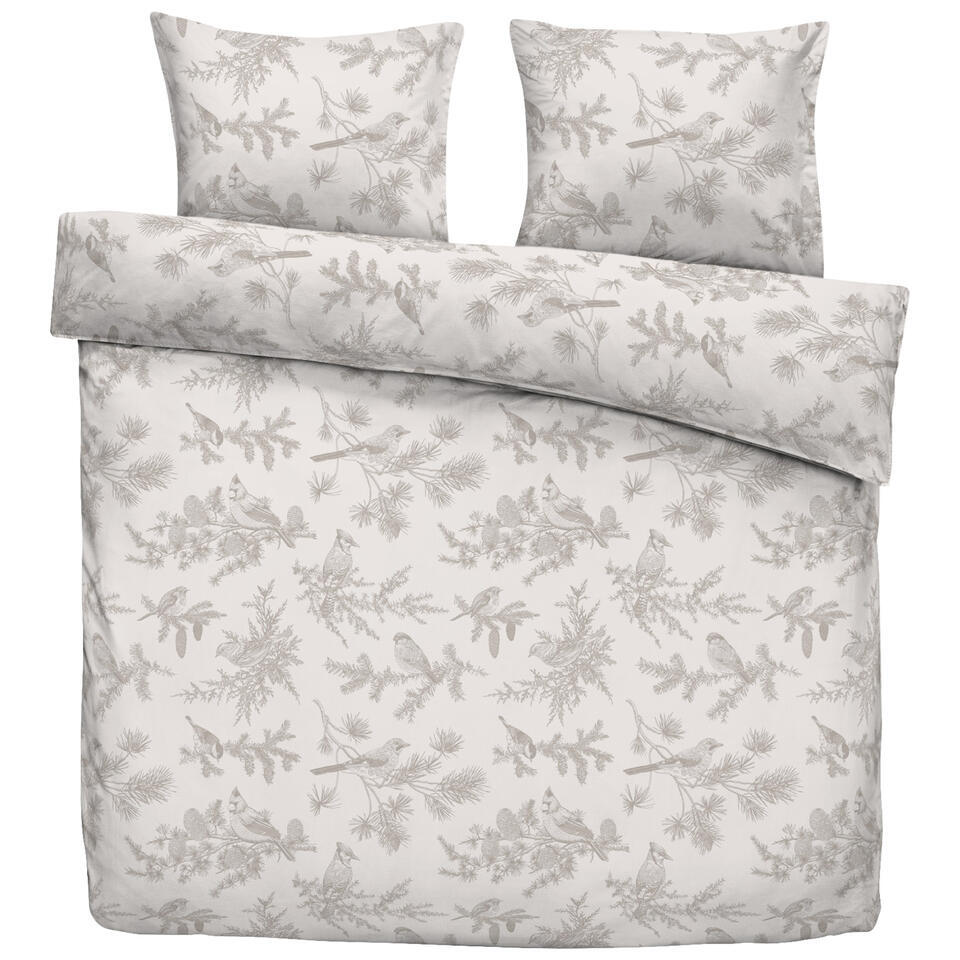 2e Halve Prijs Leen Bakker - Dekbedovertrek Noalyn - Off-white/taupe - 240x200/220 Cm - Katoen/Polyester - Crème#Taupe
