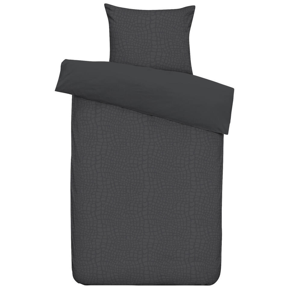 Leen Bakker - Dekbedovertrek Cozy Contour - Antraciet - 140x220 Cm - Polyester - Grijs