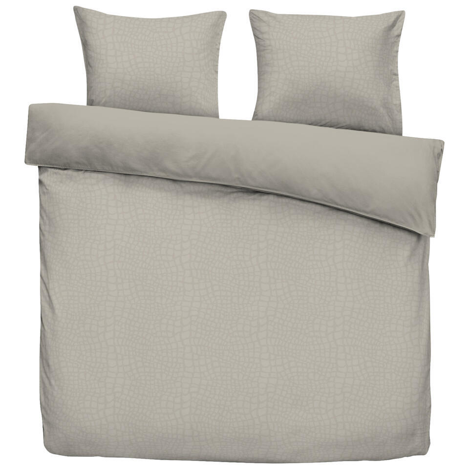 2e Halve Prijs Leen Bakker - Dekbedovertrek Cozy Contour - Zand - 240x220 Cm - Polyester - Beige#Grijs