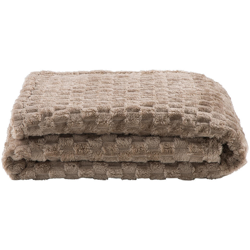 Leen Bakker - Plaid Cynthia - 130x170 Cm - Polyester - Taupe