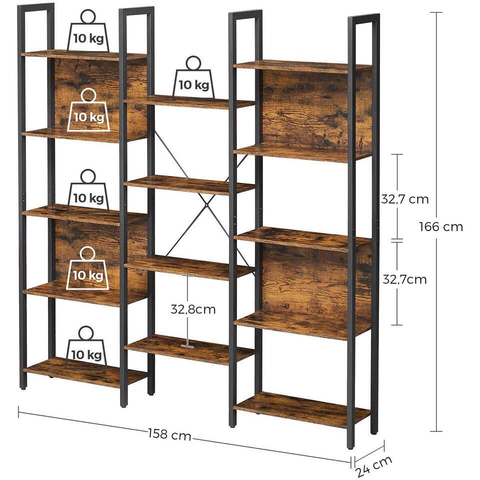 COSTWAY Opbergrek met flexibele montage, 5 niveaus, industriële