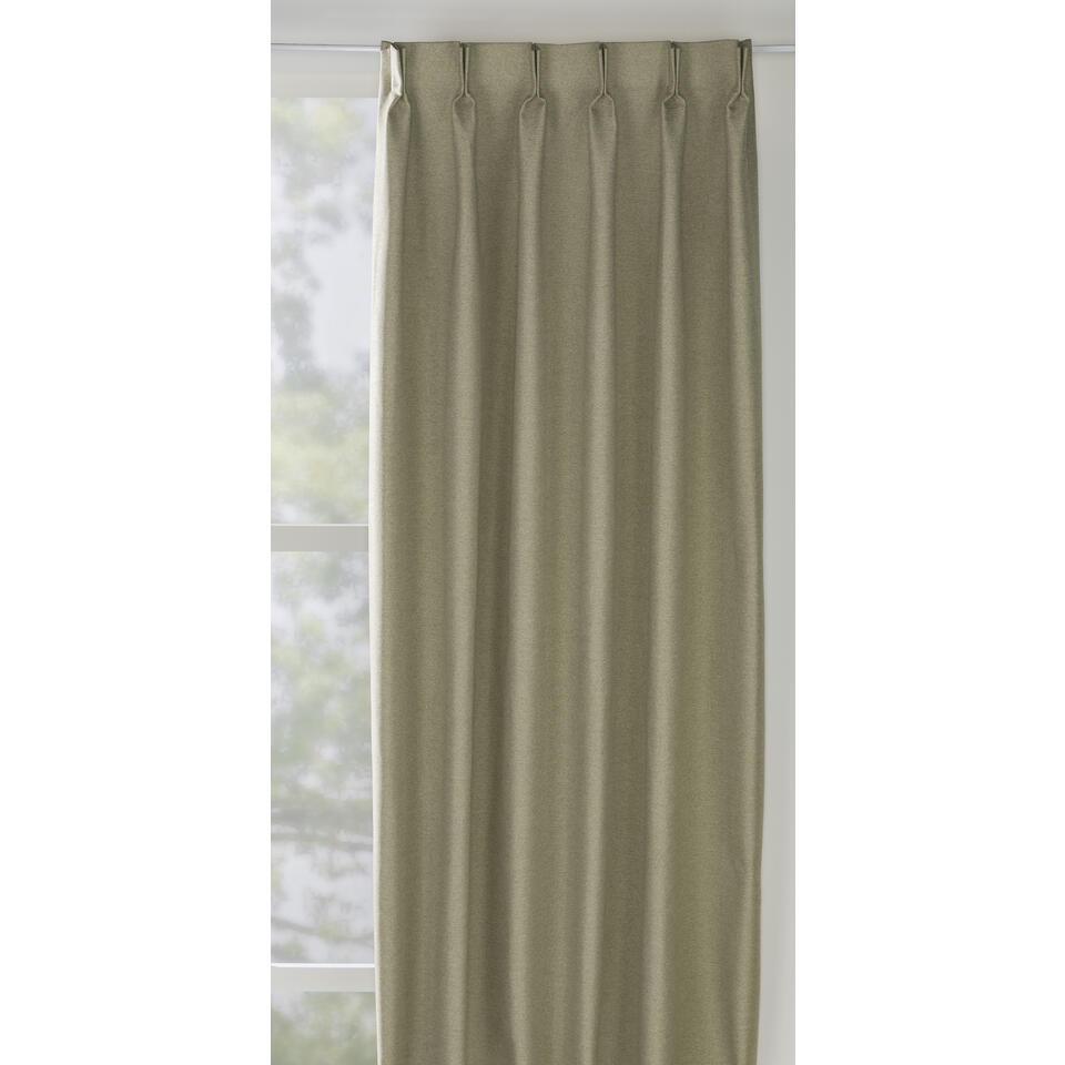 Leen Bakker - Gordijnstof Nox Verduisterend - Polyester/Nylon/Gerecycled Kunststof/Acryl - Groen - B150 Cm