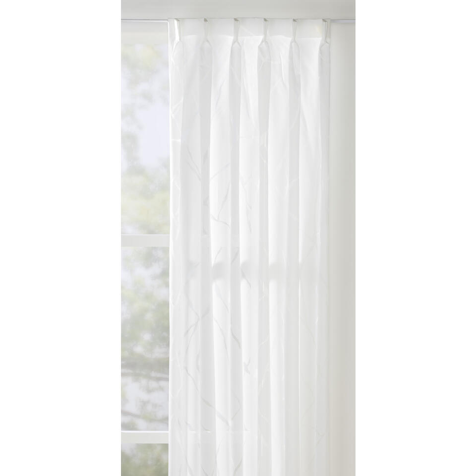 Leen Bakker - Vitrage Roma - Polyester/Viscose - Wit - H300 Cm