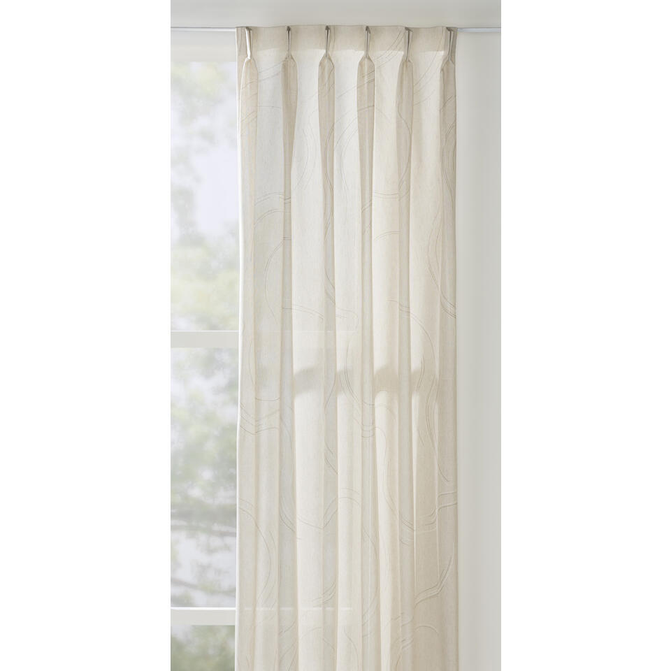 Leen Bakker - Inbetween Jolanda Stripe - Polyester/Linnen/Gerecycled Kunststof - Beige - H300 Cm