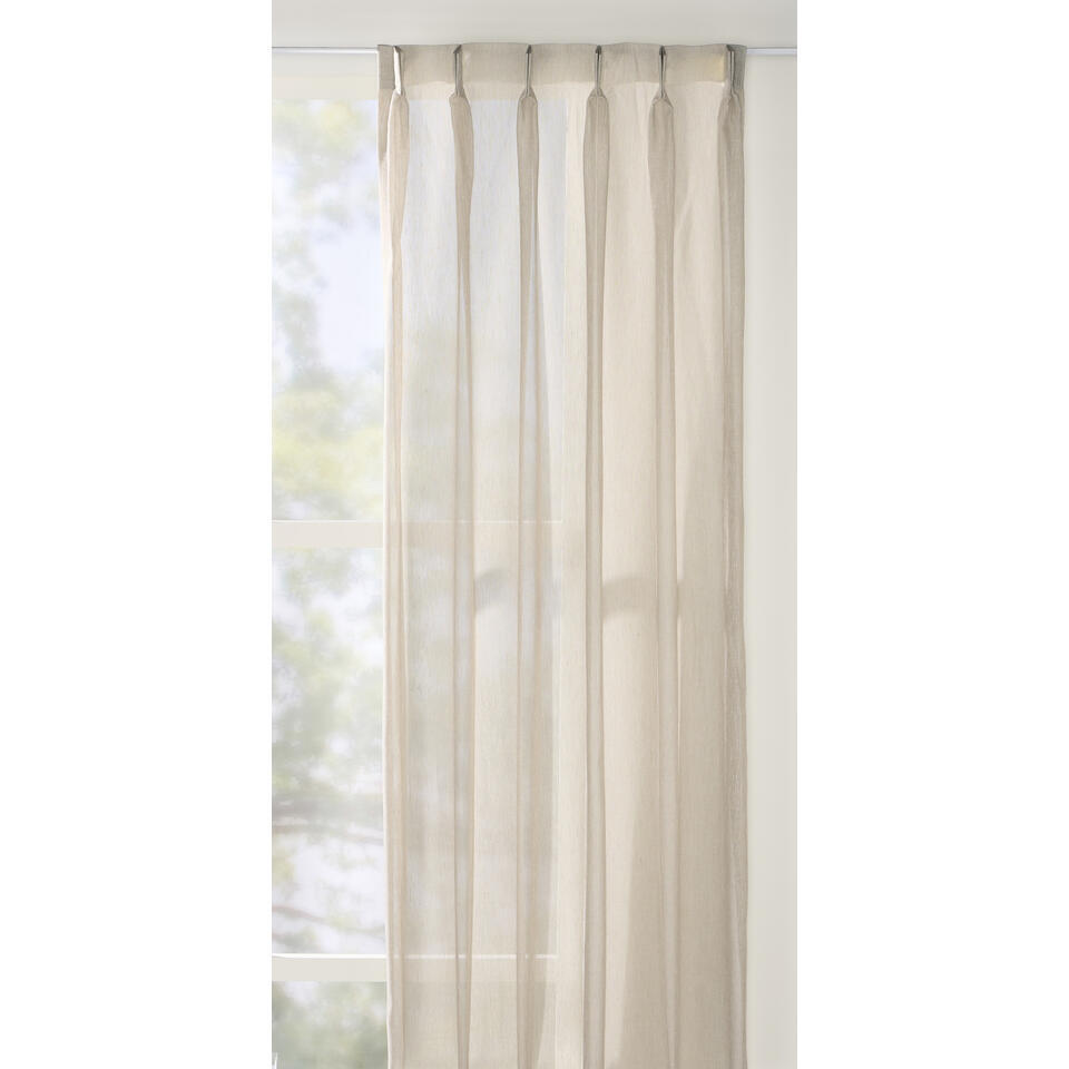 Leen Bakker - Vitrage Sintra Zand - Polyester - Crème - H315 Cm