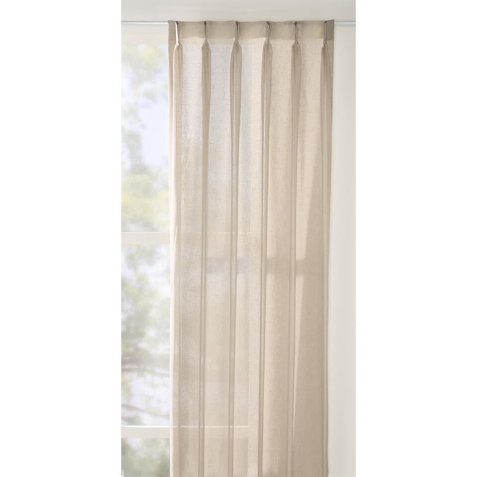 Leen Bakker - Vitrage Brisa - Zand - Polyester/Linnen - Crème - H320 Cm