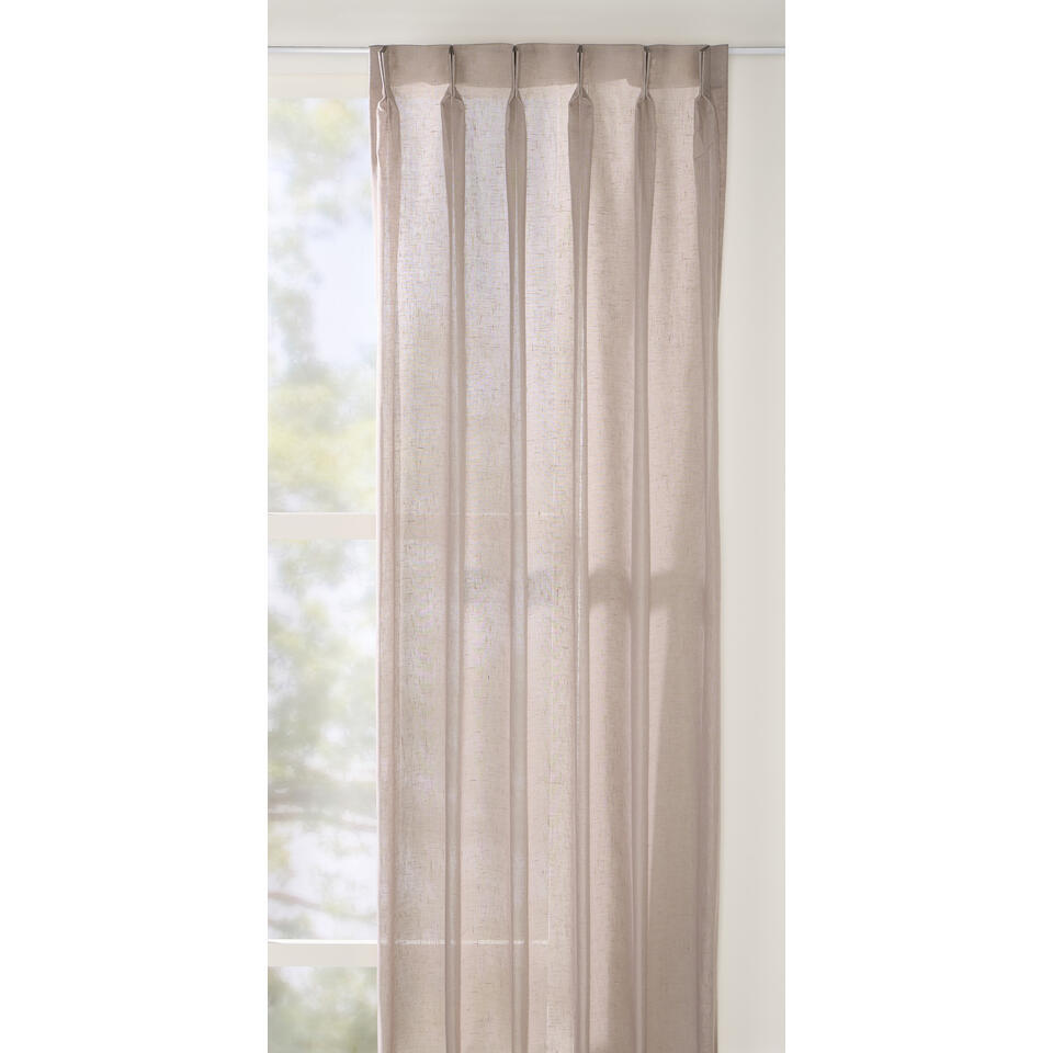 Leen Bakker - Vitrage Breeze - Beige/oudroze - Polyester - Beige#Roze - H300 Cm