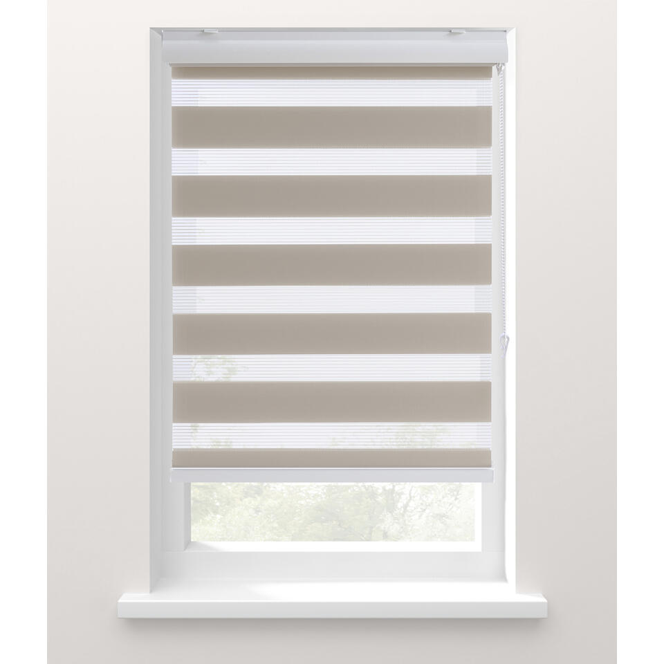 Leen Bakker - Fenstr Duo-rolgordijn Zandkleur - 100x190 Cm - Polyester - Crème