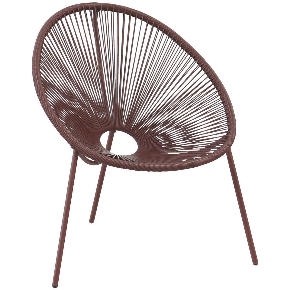 Leen Bakker - Loungestoel Formentera - Bordeaux - Kunststof - Rood - 70x74x82 Cm