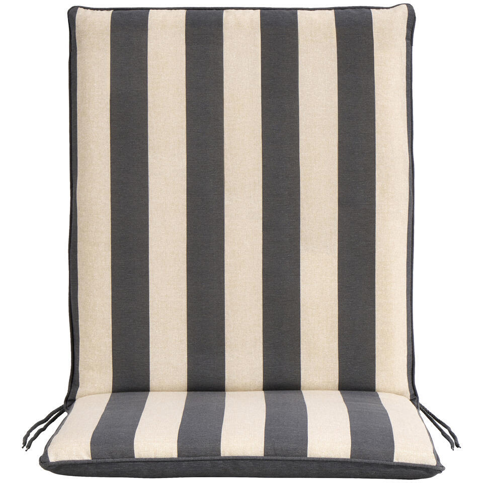 Leen Bakker - Stapelstoelkussen Streep - Beige/grijs - 97x49 Cm - Katoen - Beige#Grijs - 5x49x97 Cm