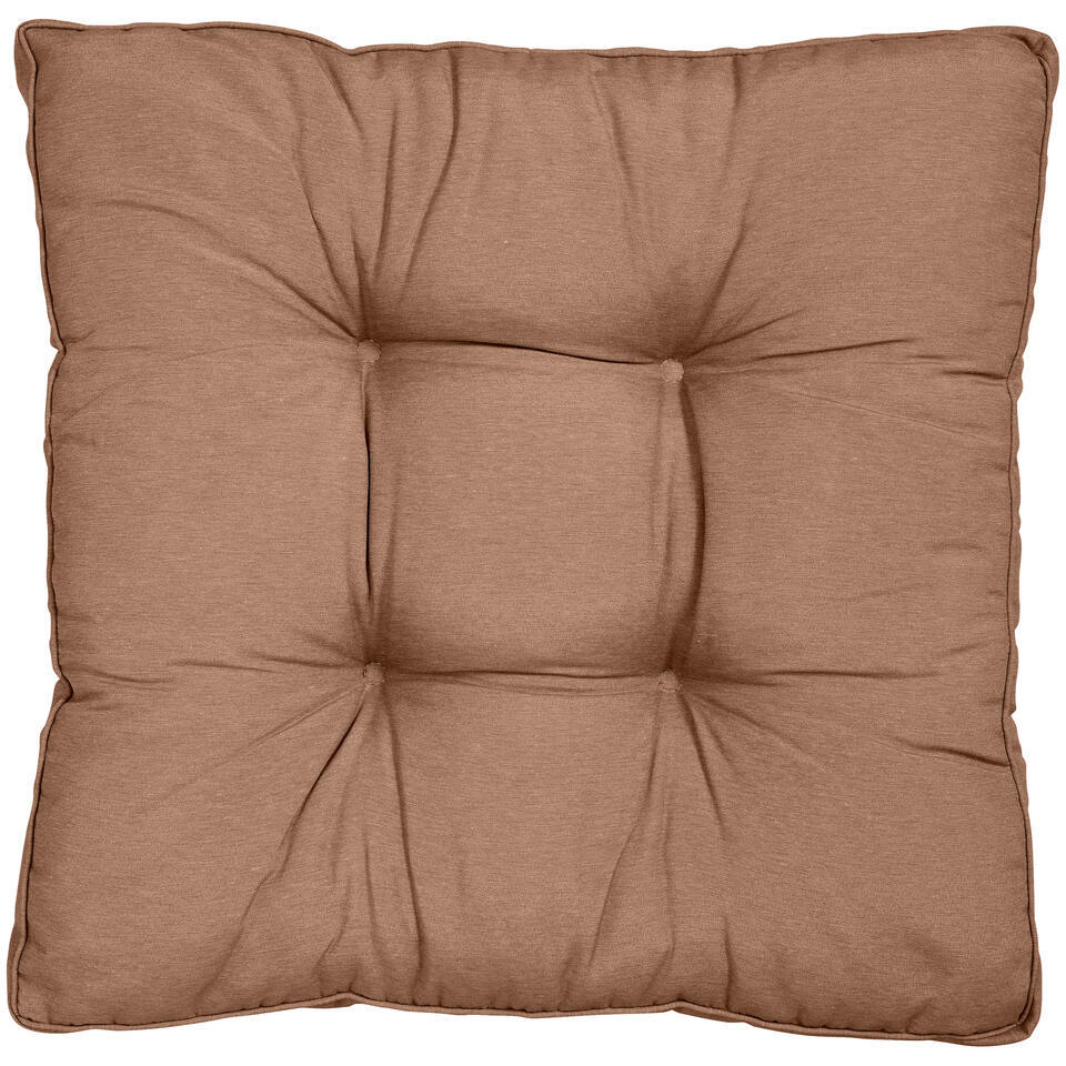 Leen Bakker - Loungekussen Florence Zit - Mokka - 73x73 Cm - Katoen - Bruin