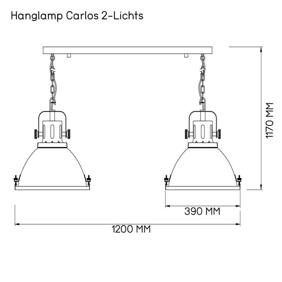 Hanglamp Carlos - zwart - 120x90x38 cm