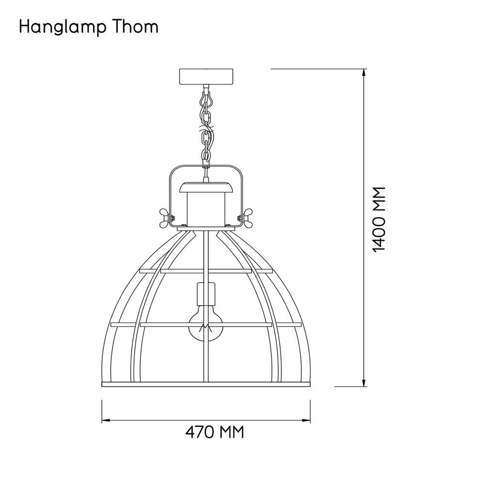 Hanglamp Thom - zwart - 65xØ47 cm
