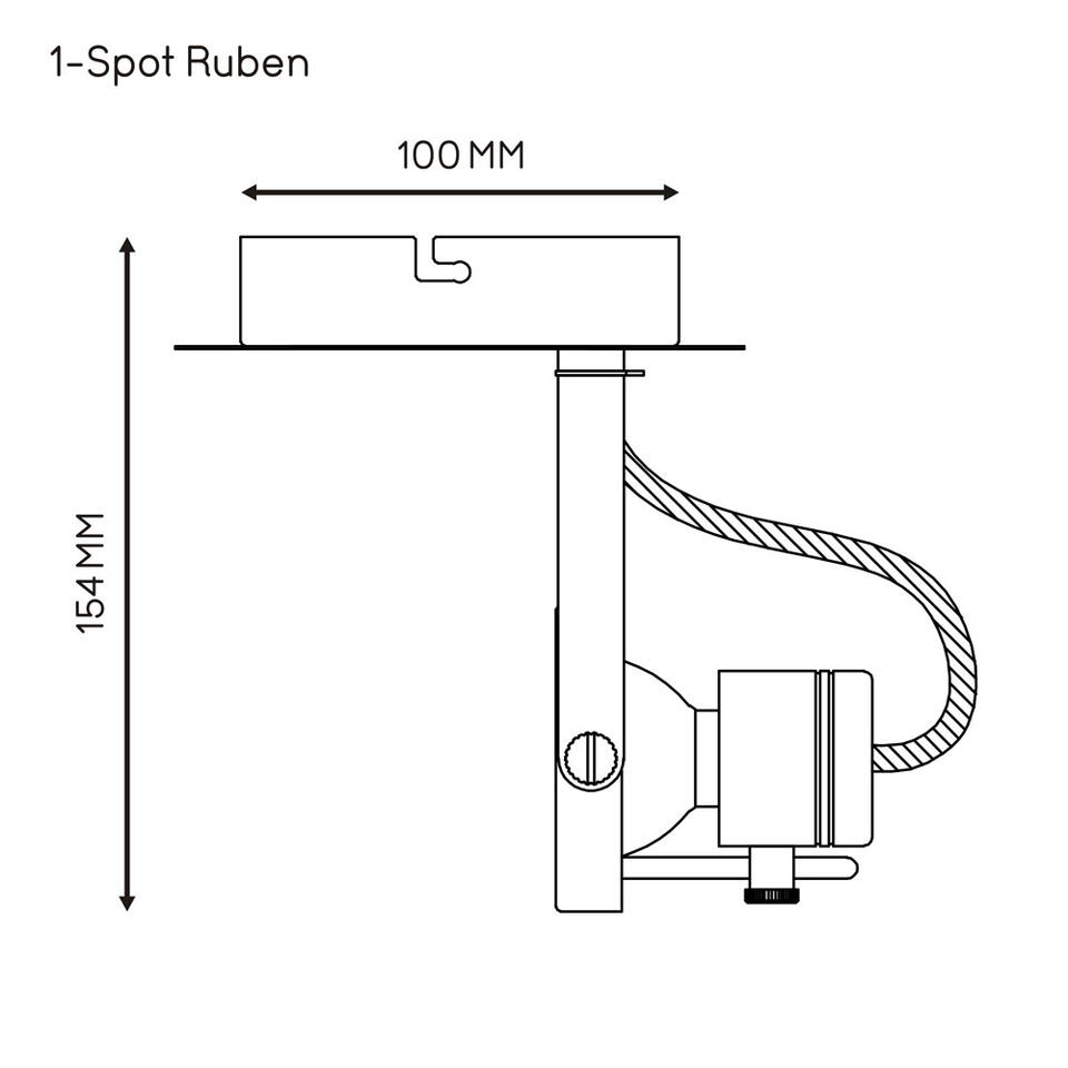 1-spot Ruben - zwart - 14,5x13x8,5 cm