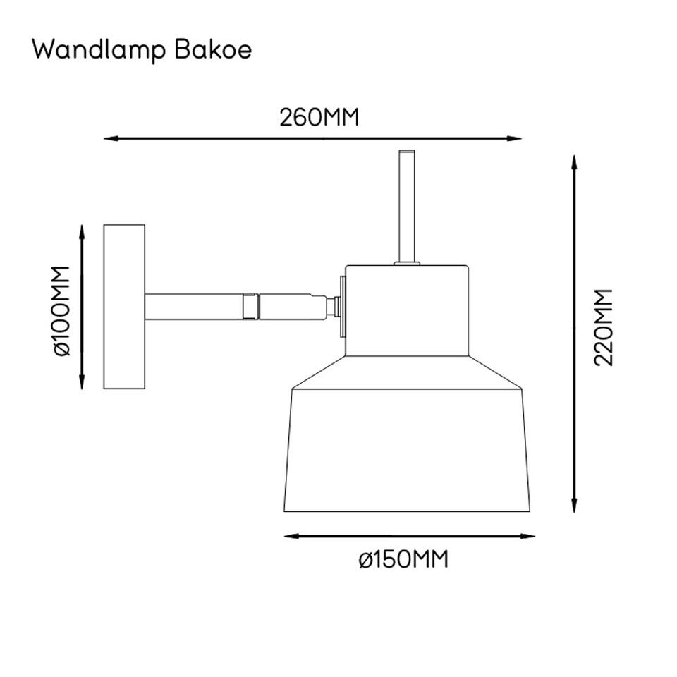 Wandlamp Bakoe - zwart - 23x15x30 cm