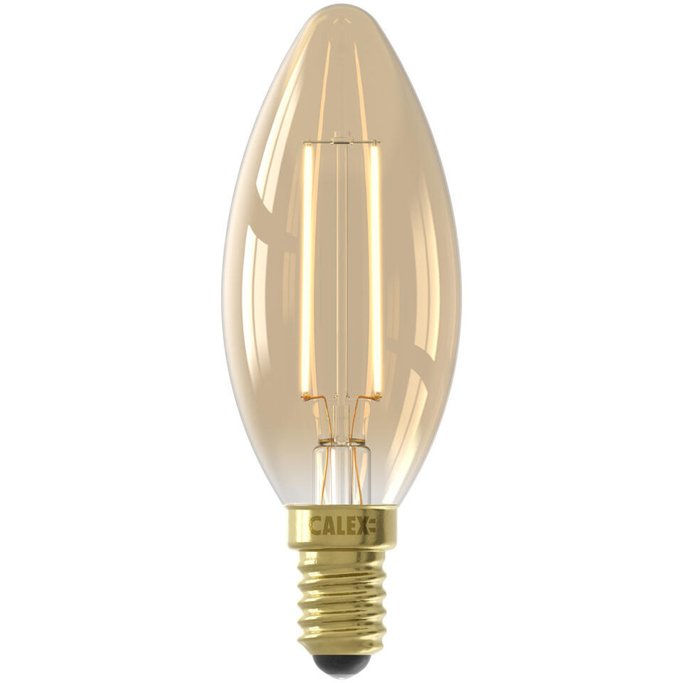 Aanwezigheid Brochure rechter Calex LED-volglas kaarslamp - goudkleur - E14 | Leen Bakker