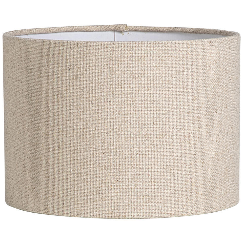 Leen Bakker Lampenkap Luna Cilinder Naturel 18xØ25 Cm Katoen Crème Wit