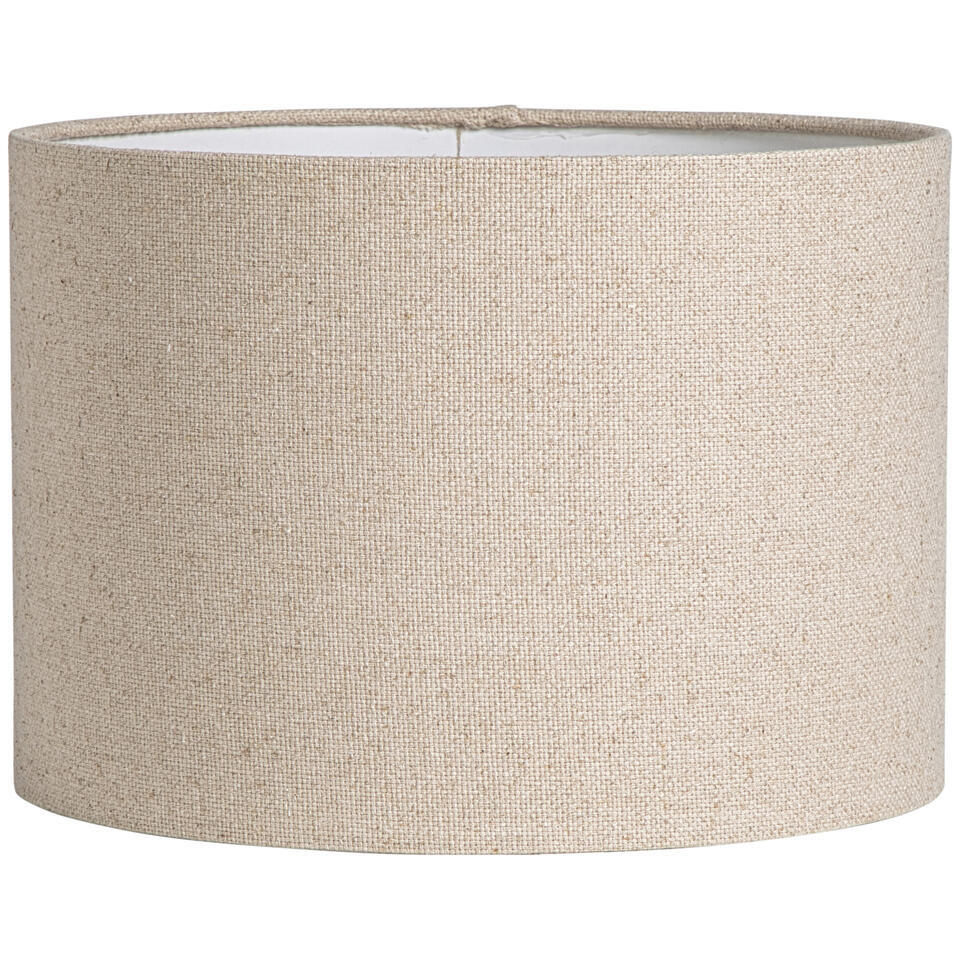 Leen Bakker - Lampenkap Luna Cilinder Naturel - 21xØ30 Cm - Katoen - Wit#Crème