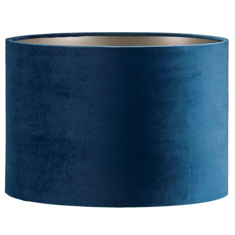 Kap Cilinder - blauw velours - Ø30x21 cm
