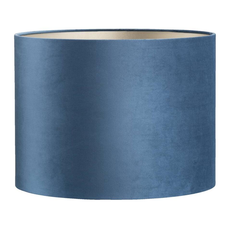 Kap Cilinder - blauw velours - 30xØ40 cm