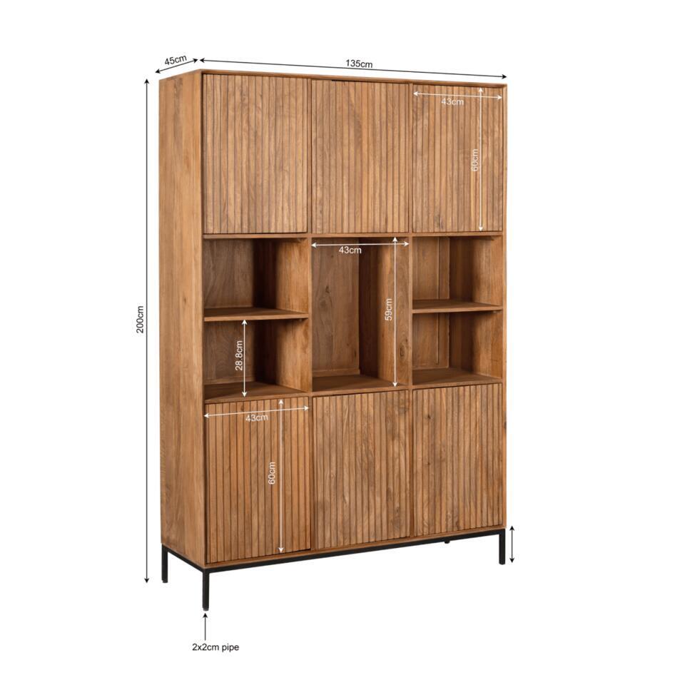 StarFurn - Vakkenkast Madison XL 135 cm - naturel | Leen Bakker