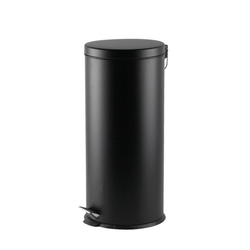 Pedaalemmer prullenbak Pablo - zwart/metaal - 30 liter - 65 cm