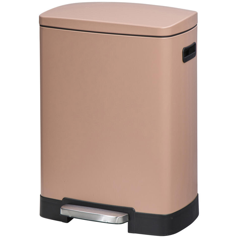 Leen Bakker Pedaalemmer Paco 25L 15L Metaal Roze 39x47.5x64.5 Cm