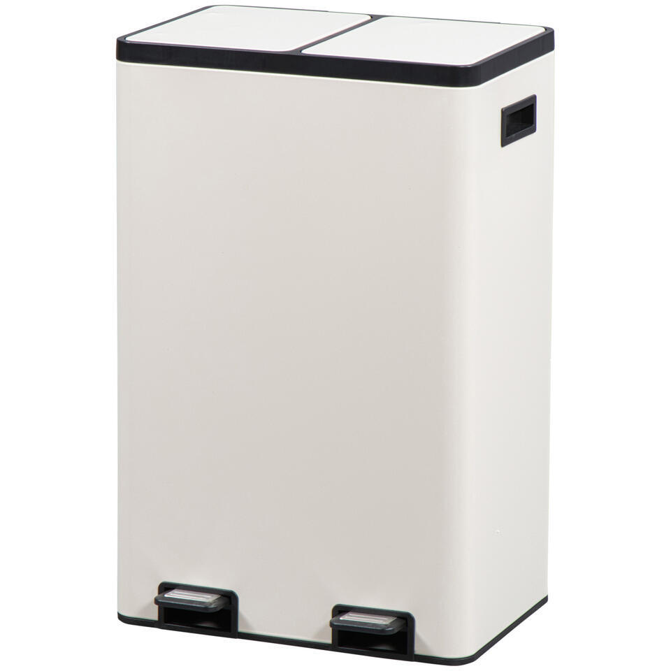 Leen Bakker Pedaalemmer Duo 60L Metaal Beige 35.7x46.9x71.5 Cm