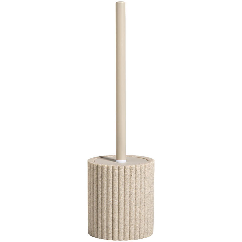 Leen Bakker - Toiletborstelhouder Nordic Beige - Polyresin - Beige#Taupe - 10.3x10.3x34.7 Cm