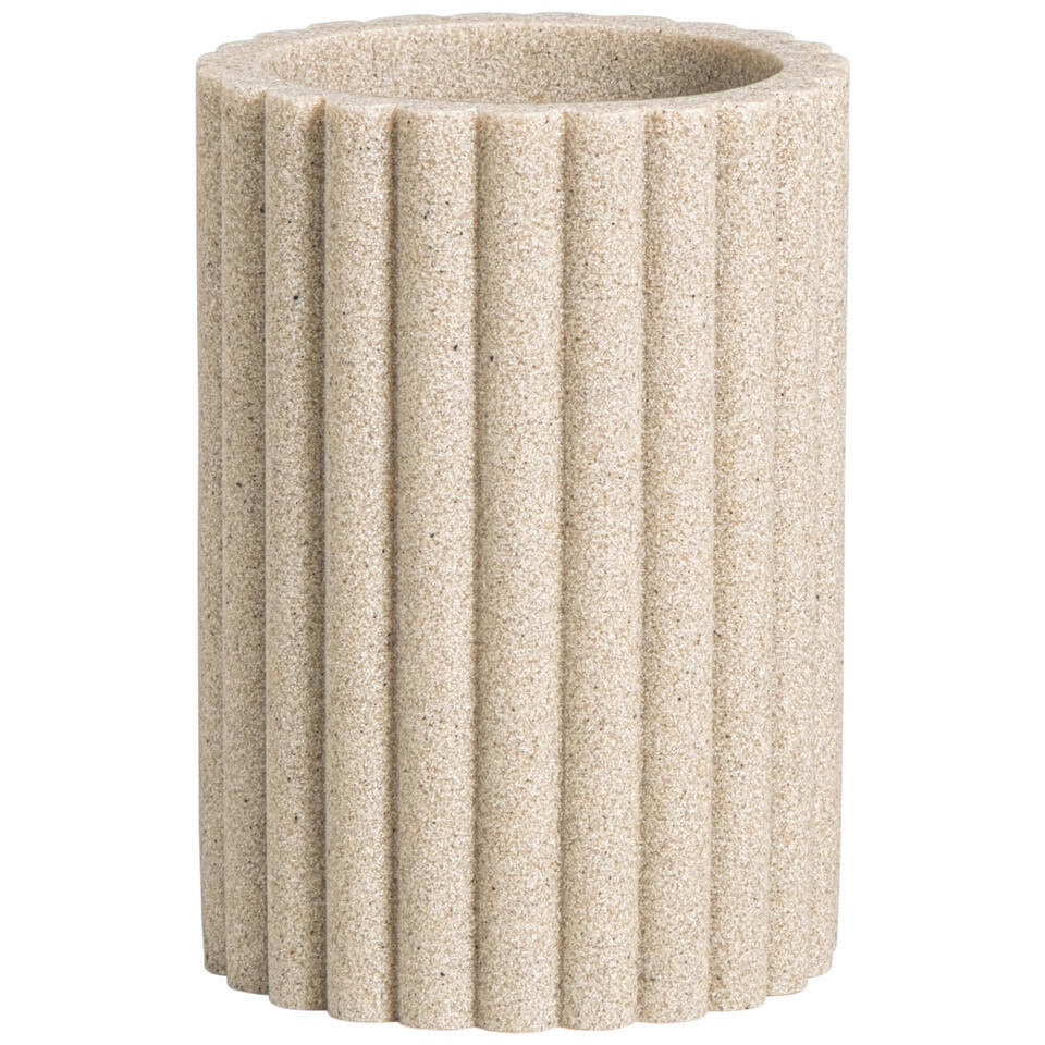 Leen Bakker - Tandenborstelhouder Nordic Beige - Polyresin - Beige#Taupe - H11.4 Cm