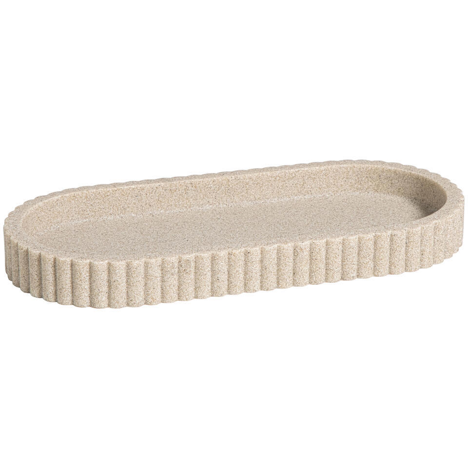 Leen Bakker - Tray Nordic Beige - Polyresin - Beige#Taupe - 14.5x27x2.5 Cm