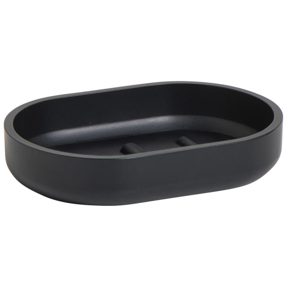 Leen Bakker Zeepbakje Basic Polyresin Zwart 9x12.5x2.5 Cm