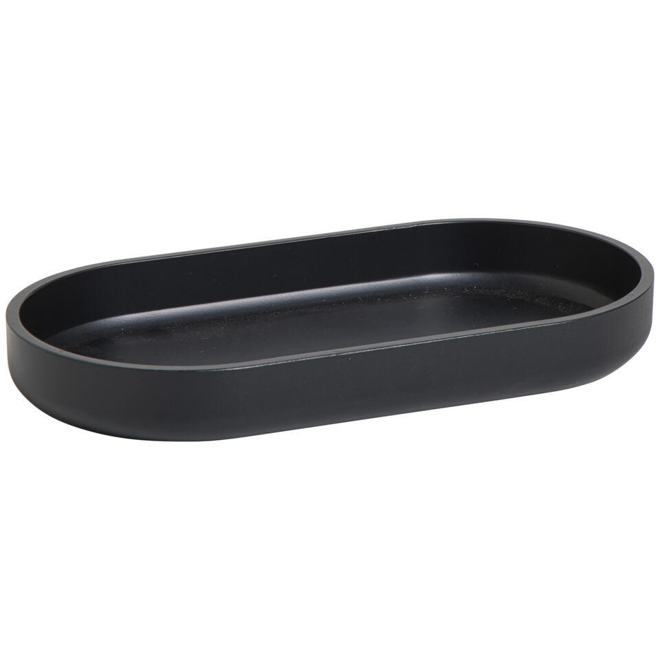 Leen Bakker - Tray Basic - Polyresin - Zwart - 10.7x20.2x2.4 Cm